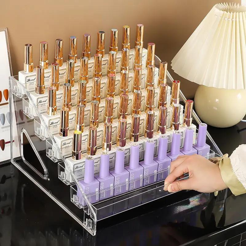 Présentoir de vernis à ongles en acrylique, 3/4/5/6/7 couches, organisateur de cosmétiques Transpare