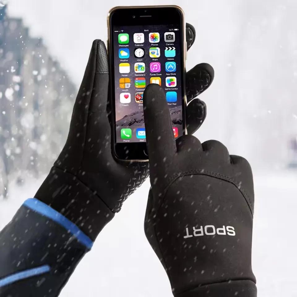 Gants chauds pour hommes et femmes, écran tactile, en peluche, pour Sports de plein air, coupe-vent