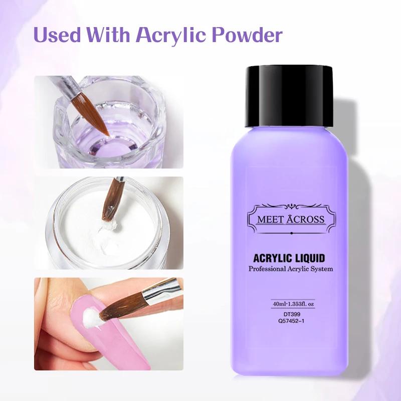 MEET ACROSS 40ml liquide acrylique pour poudre acrylique poussière ongles monomère cristal Nail Art 
