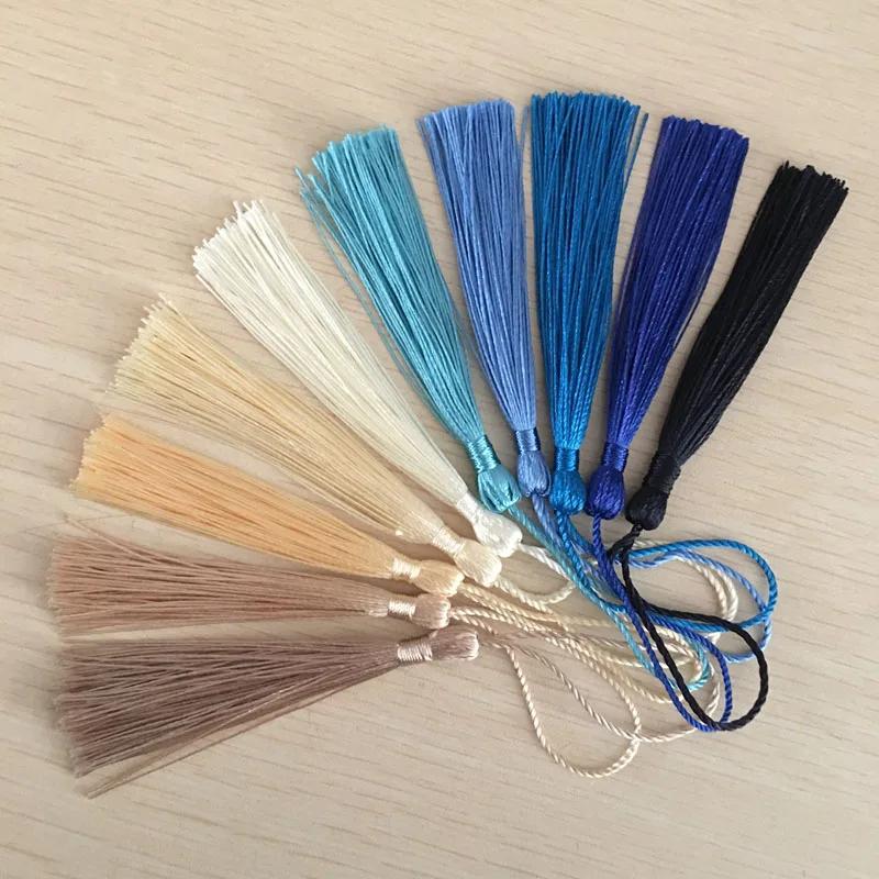 Frange à pampilles en soie et Polyester, 100 pièces/paquet, 13cm, garniture de pompons en coton pour