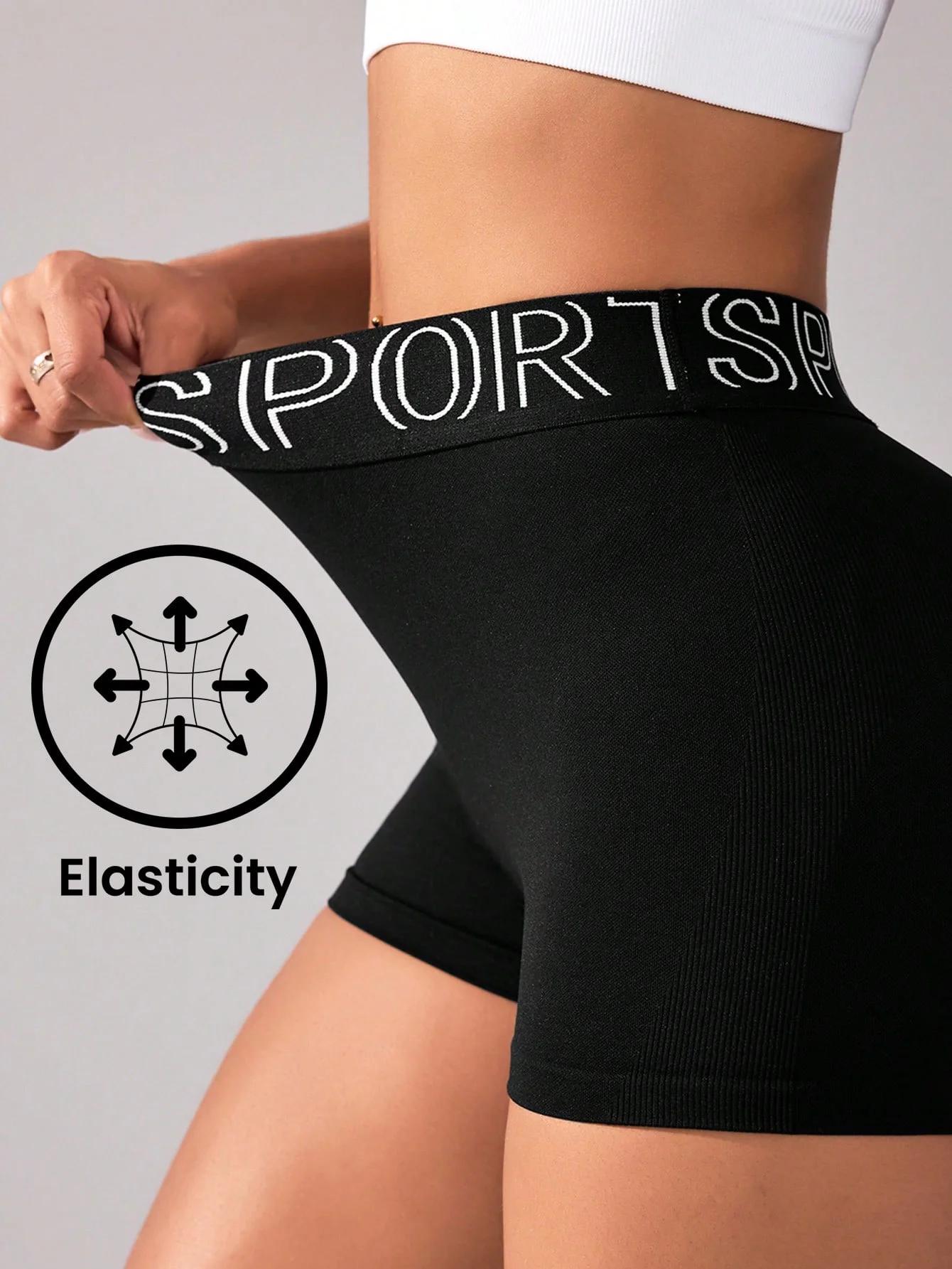 Short d'entraînement froissé femme sans couture - Taille haute contour pour yoga gym et motard