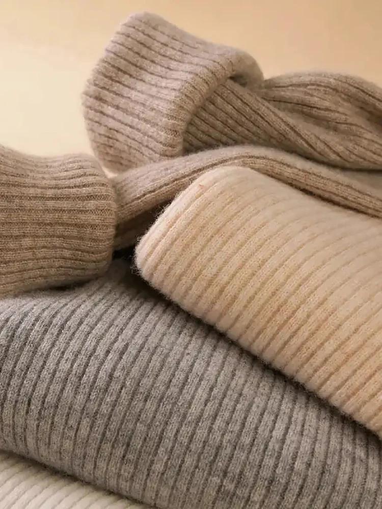 Pulls en cachemire doux tricotés à col roulé pour femme – Collection Automne Hiver 2026