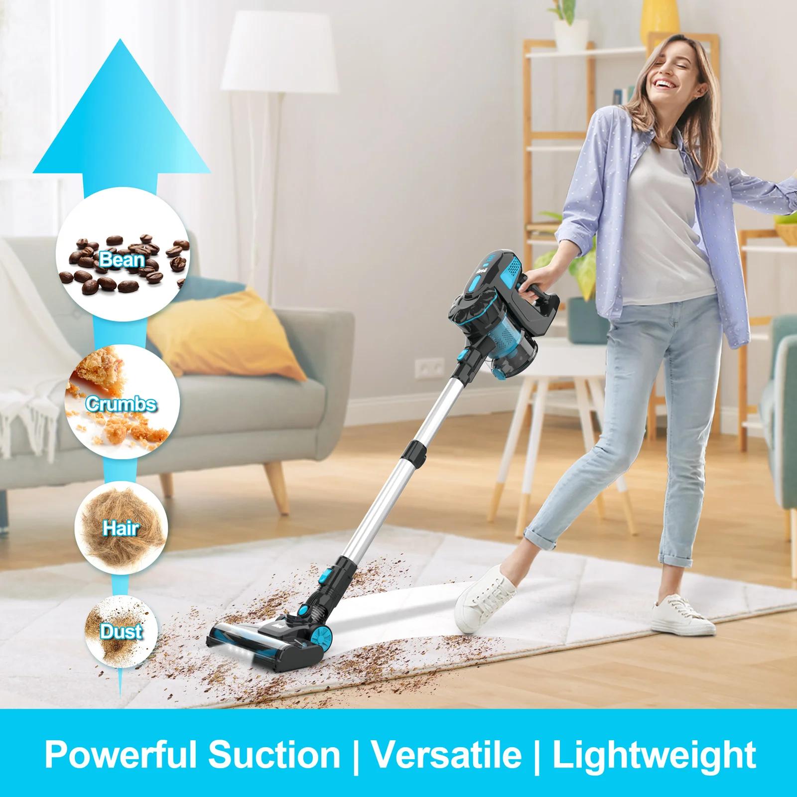 Aspirateur sans fil INSE, aspirateur balai 20KPa jusqu'à 40 minutes d'autonomie, aspirateur balai sa