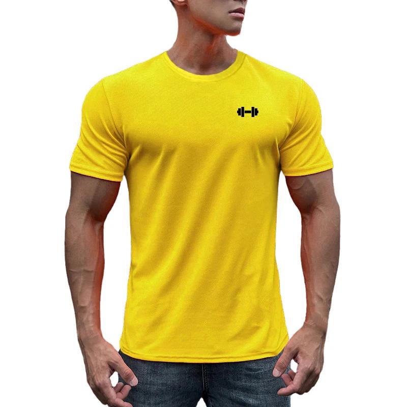 T-shirt à manches courtes et col rond pour homme, vêtement en maille, respirant, séchage rapide, coo