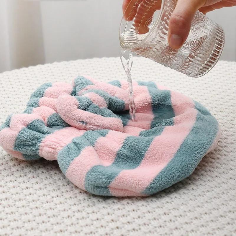 Serviette pour cheveux secs, bonnet de douche à séchage rapide pour femmes, motif rayé, accessoires 