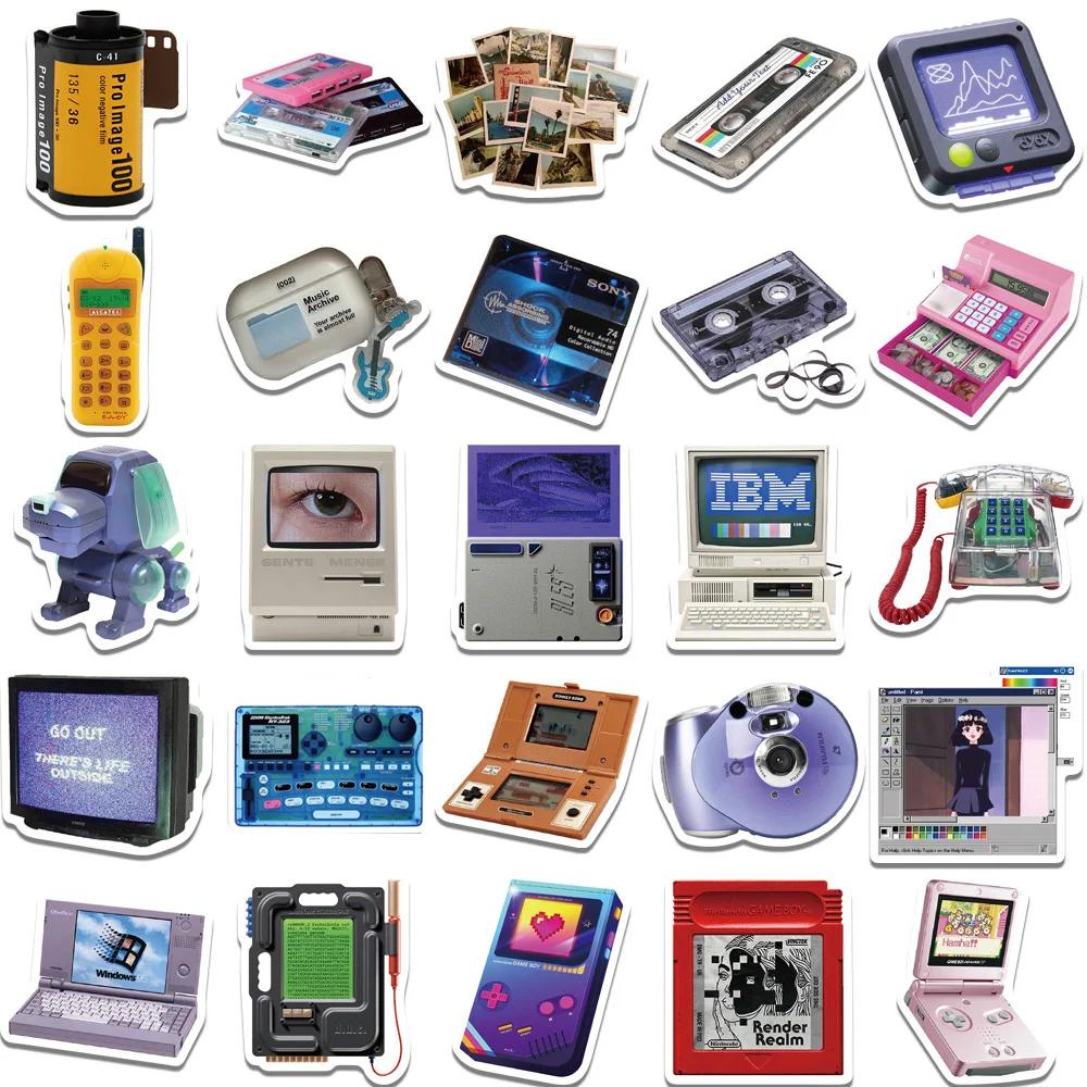 10/30/50pcs Rétro Mignon Téléphone Ordinateur Console De Jeu Dessin Animé Autocollants Ordinateur Po