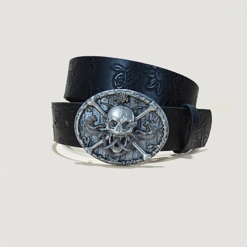 Ceinture en cuir Punk crâne grande taille pour femmes et hommes, Harajuku gothique Y2K, squelette en