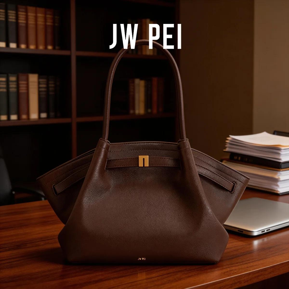 Sac à bandoulière vintage brun foncé JW PEI, sac fourre-tout en cuir vegan pour femmes, sac à main d