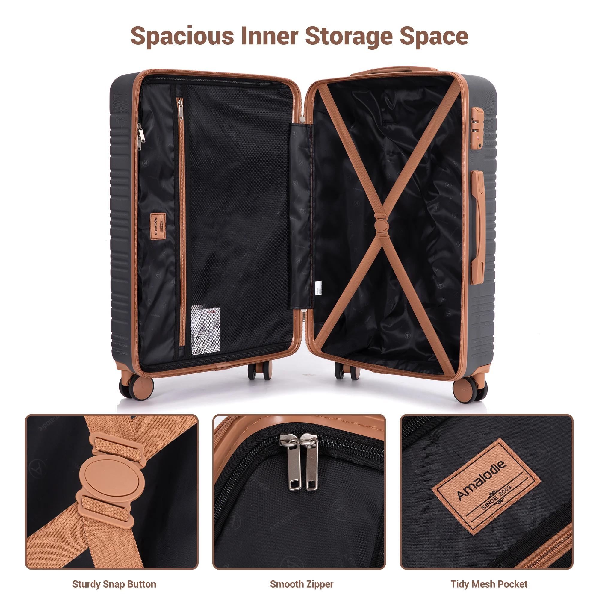 Ensemble de bagages 4 pièces, valises avec doubles roulettes pivotantes et serrure TSA, ensemble de 