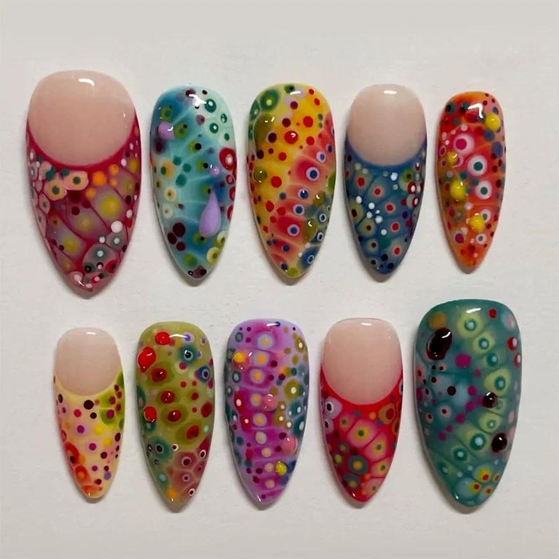 24 pièces doux Cool français faux ongles patchs Vintage Y2k faux ongles 3D cerise conception Nail Ar