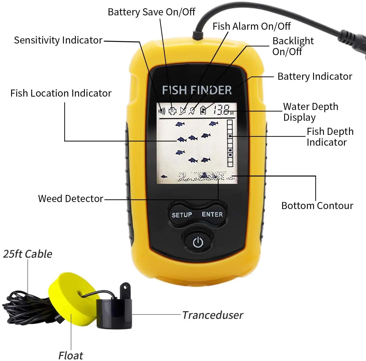 Alarme 100M Sonar Portable détecteur de poisson 45 degrés couverture du Sonar écho sondeur alarme tr