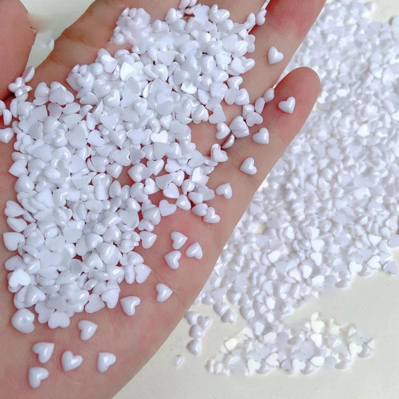 100 pièces Nail Art Mini coeur breloques 4x5mm mélange/résine blanche mignon strass en forme de coeu