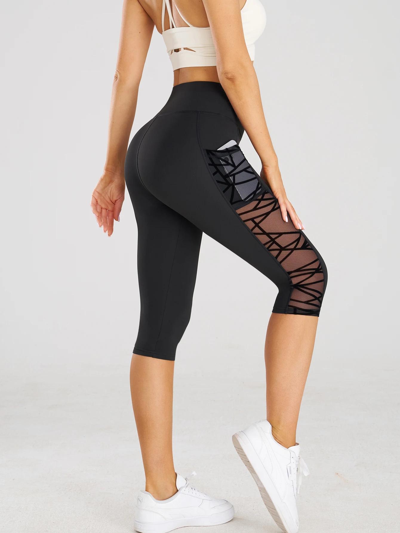 Taille haute Yoga pantalons courts Leggings avec poches sport Fitness décontracté serré pantalons de