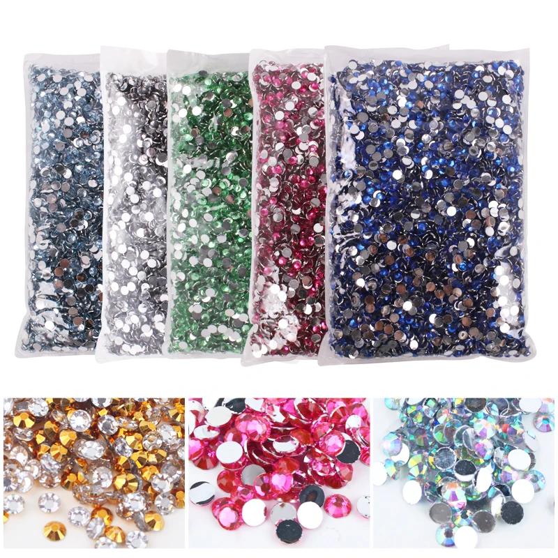 Grand paquet de strass en résine Non correcteurs, 2-6mm, vente en gros, cristaux en plastique à dos 