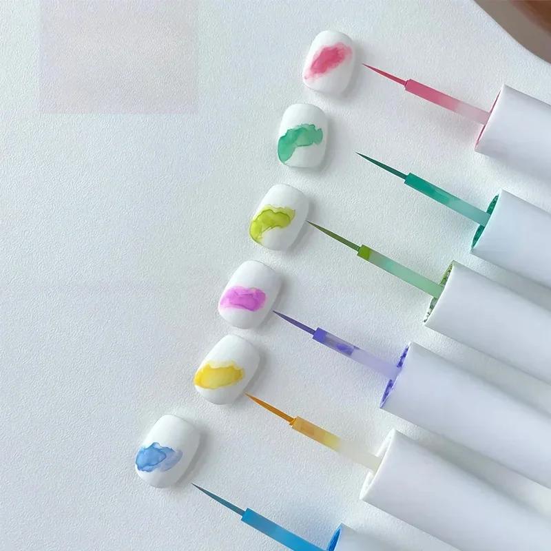 Solution de teinture pour ongles, 6ml, 6 couleurs, crème glacée d'été, motif créatif des ongles, Sol