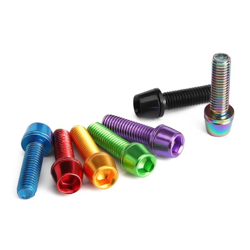 6 pièces/ensemble vis de guidon de vélo en acier allié coloré plaqué titane M5 * 18MM vtt vélo poign