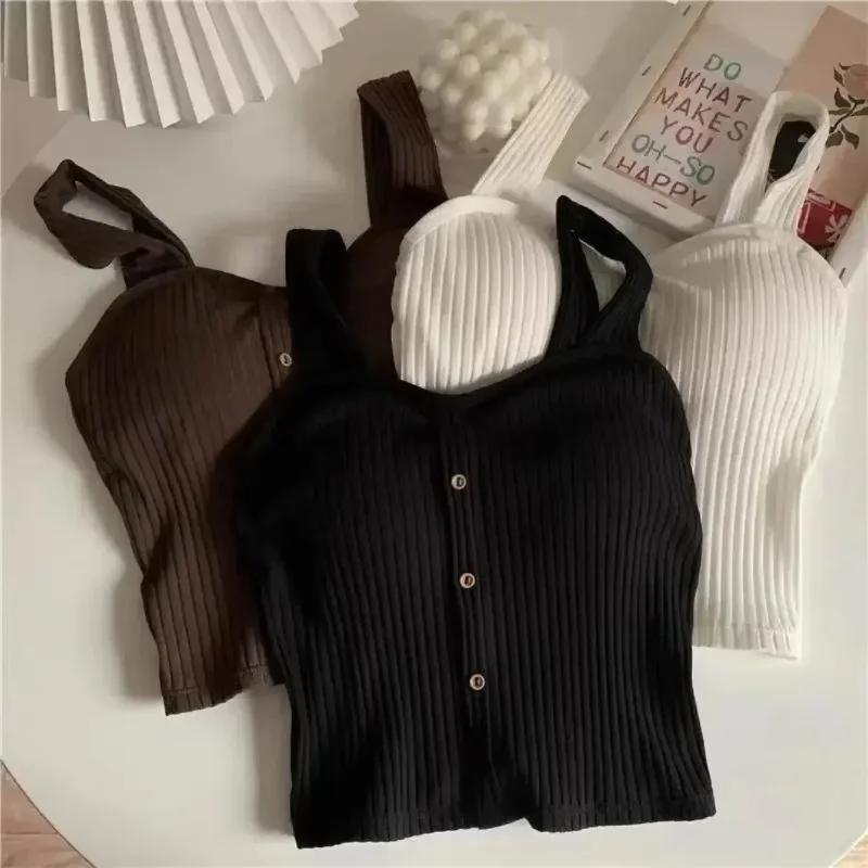 Hauts courts Y2K pour femmes, avec coussinets de soutien-gorge, Corset d'été, bretelles coréennes, g