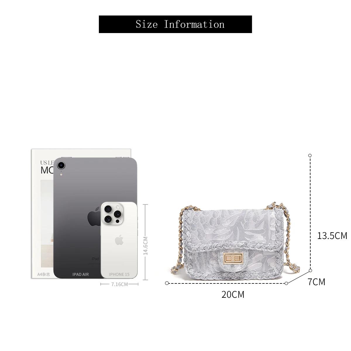FOXER Sac bandoulière de luxe avec broderie florale pour femme – Sac à bandoulière élégant avec chaî