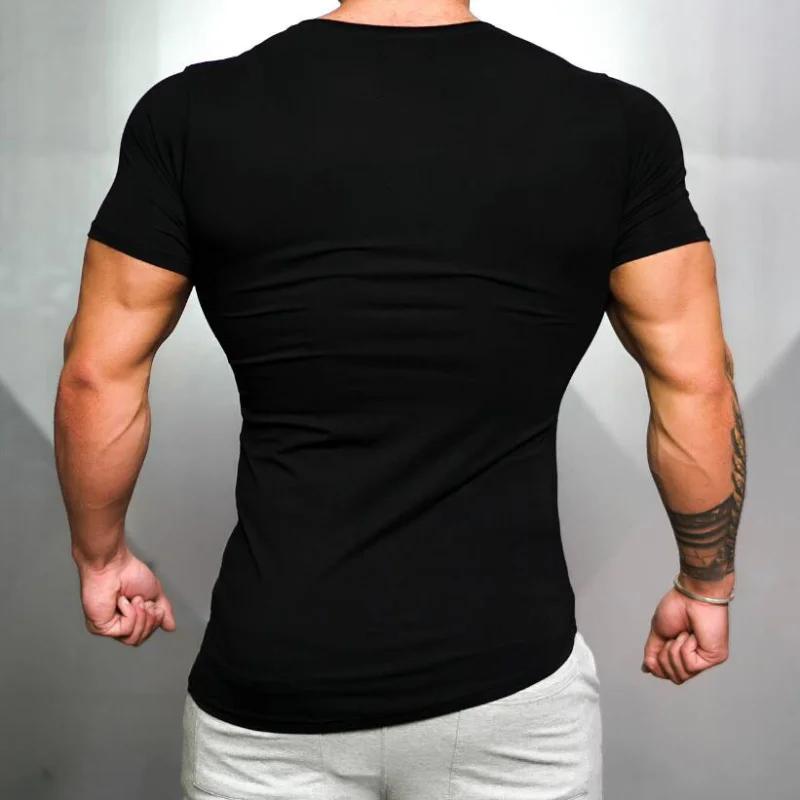 Économie de sport en coton respirant pour hommes, chemises à manches courtes, coupe couvertes, muscu