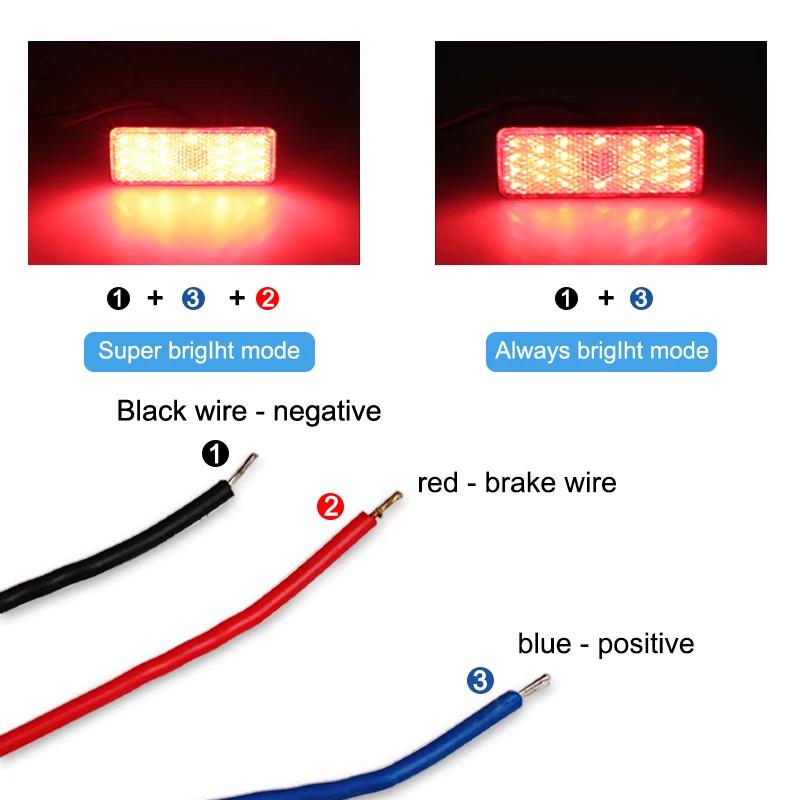 Feu arrière de moto, réflecteur rectangulaire, feu de freinage arrière de moto, réflecteurs LED pour