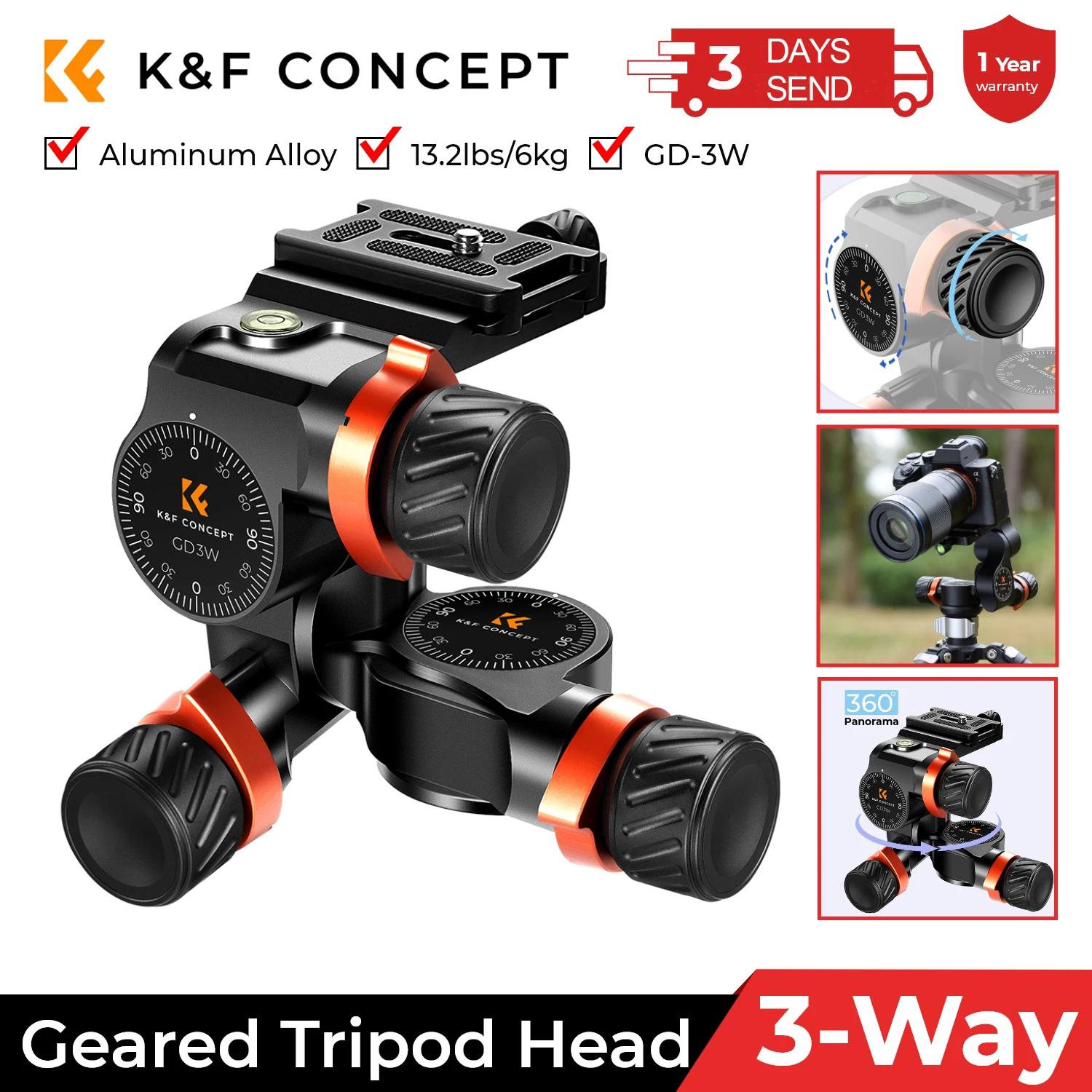 Tête fluide haute précision K&F CONCEPT, capacité de charge 13,2 lb/6 kg, tête de trépied à 3 axes e