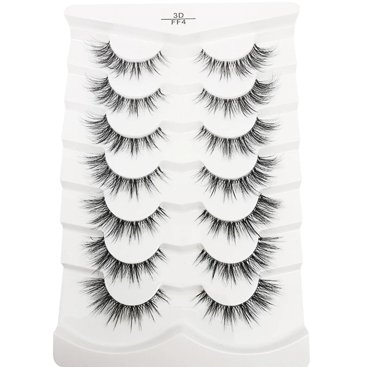 7 paires de cils oeil de chat, cils de vison artificiels aspect naturel cils de vison intelligents c