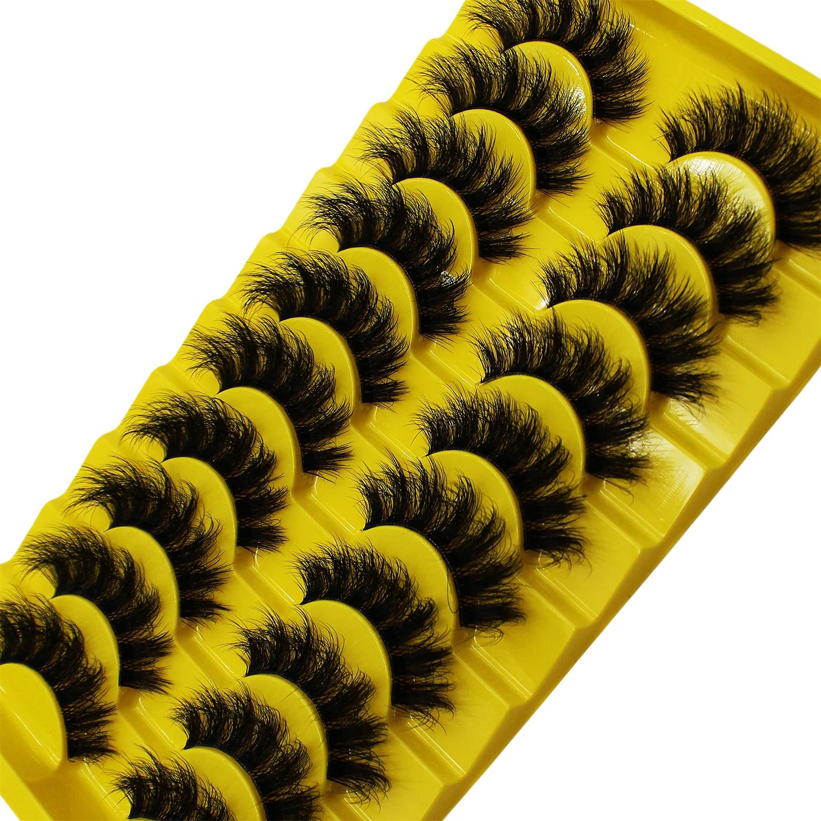 Faux cils moelleux russes, cils à bande 3D, maquillage désordonné, cils optiques moelleux, 10 paires