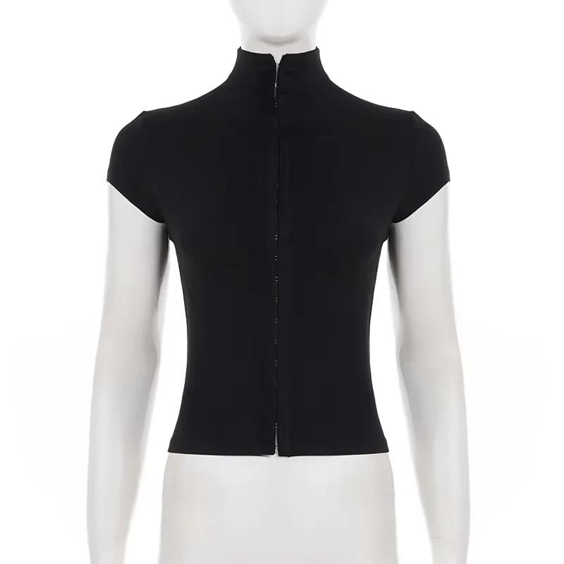Haut féminin rétro américain style Y2K, design Spice Girl, boutonné, slim, sexy, original, couleur u