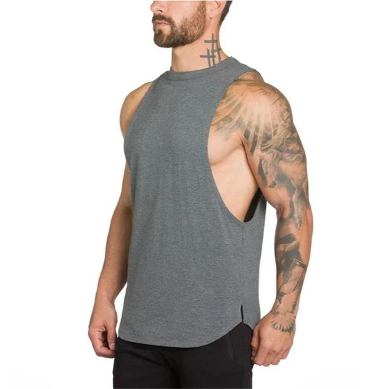 Gilets unis pour hommes, débardeur musculaire de musculation, Fitness, Sport, T-Shirt ample sans man