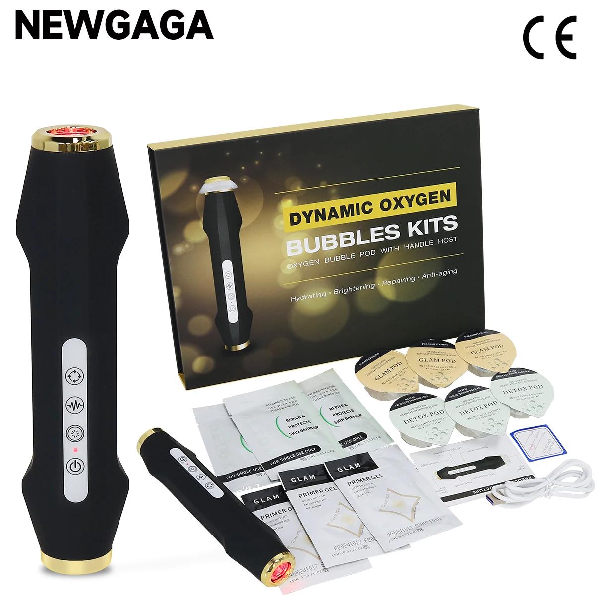 NEWGAGA Machine à bulles d'oxygène CO2 pour le visage Jet d'oxygène Spa Capsule sérum Gel Massage du