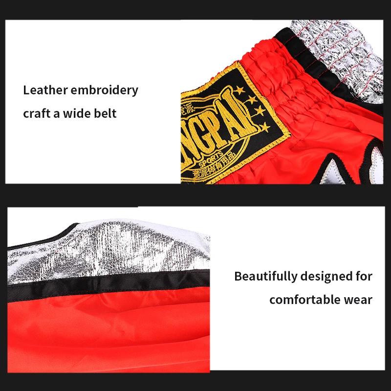 Short de boxe thaïlandaise brodé pour hommes et femmes, short de boxe thaïlandaise pour enfants, sat