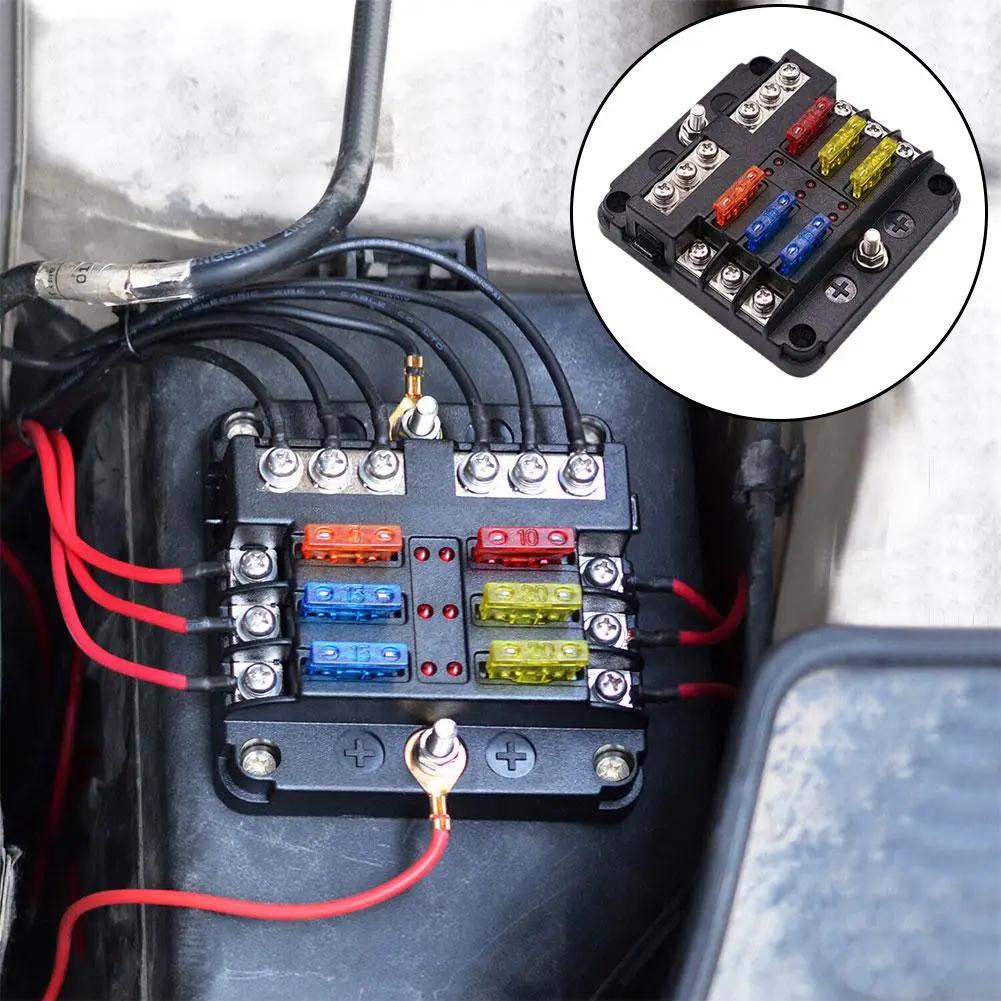Boîte à fusibles LED avec couvercle en plastique, indicateur d'iode, panneau de distribution d'alime