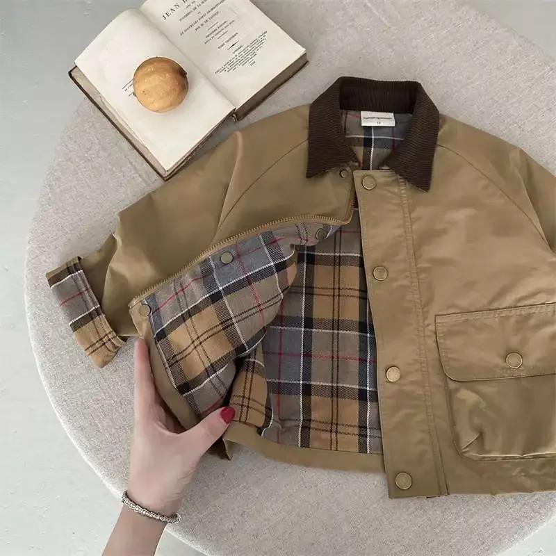 Mode bébé fille garçon Cargo Trench veste infantile enfant en bas âge enfant Patchwork manteau print