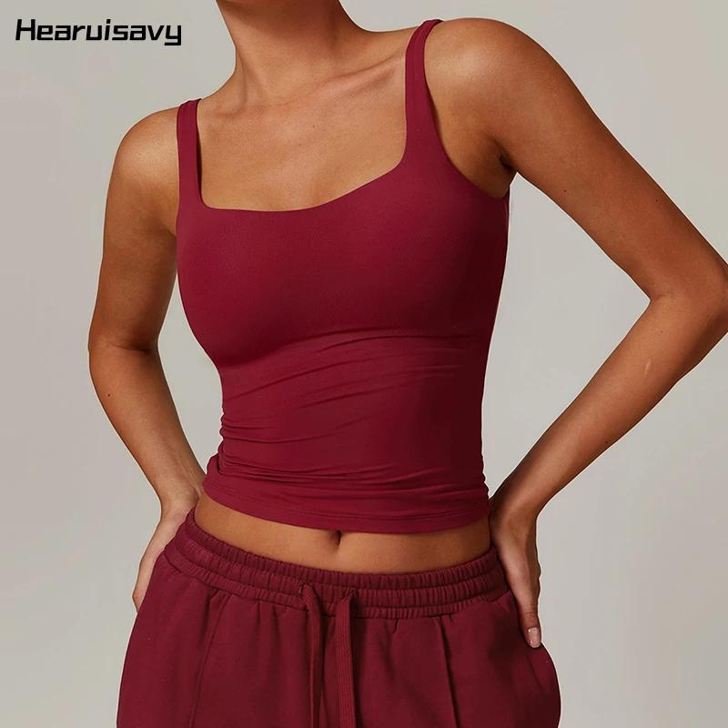 Hearuisavy – Nouveau débardeur de sport pour femme, col carré, moulant, respirant, idéal pour le yog