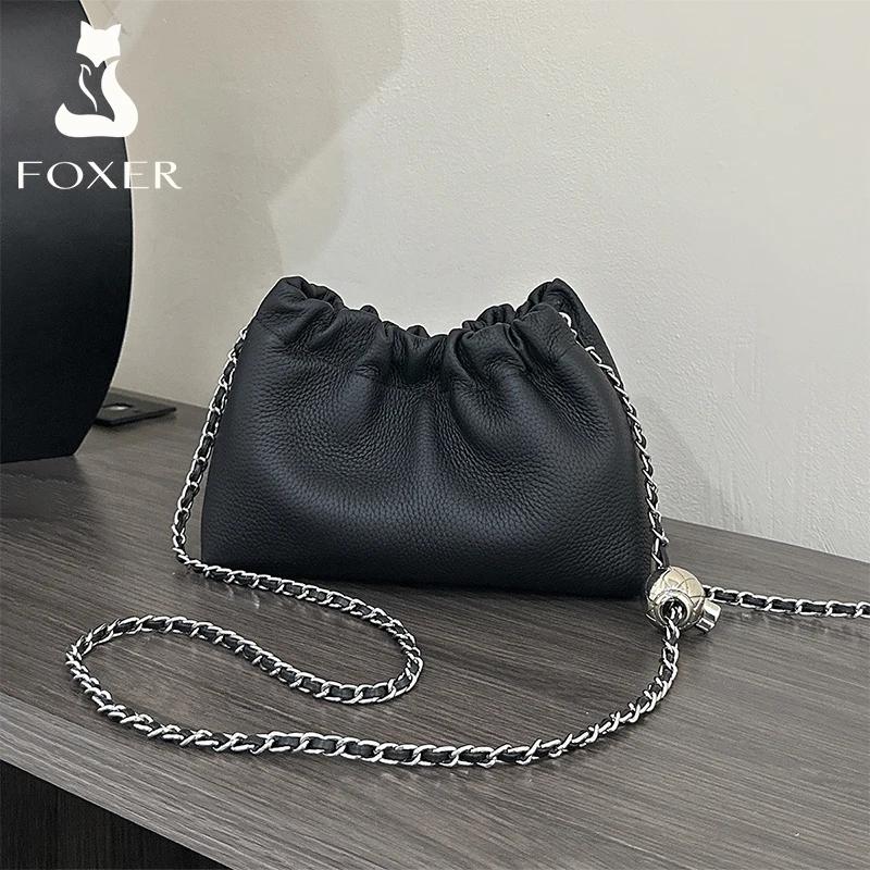 Sac bandoulière chic et compact FOXER 2026 pour femme en cuir véritable, mini sac à bandoulière tend