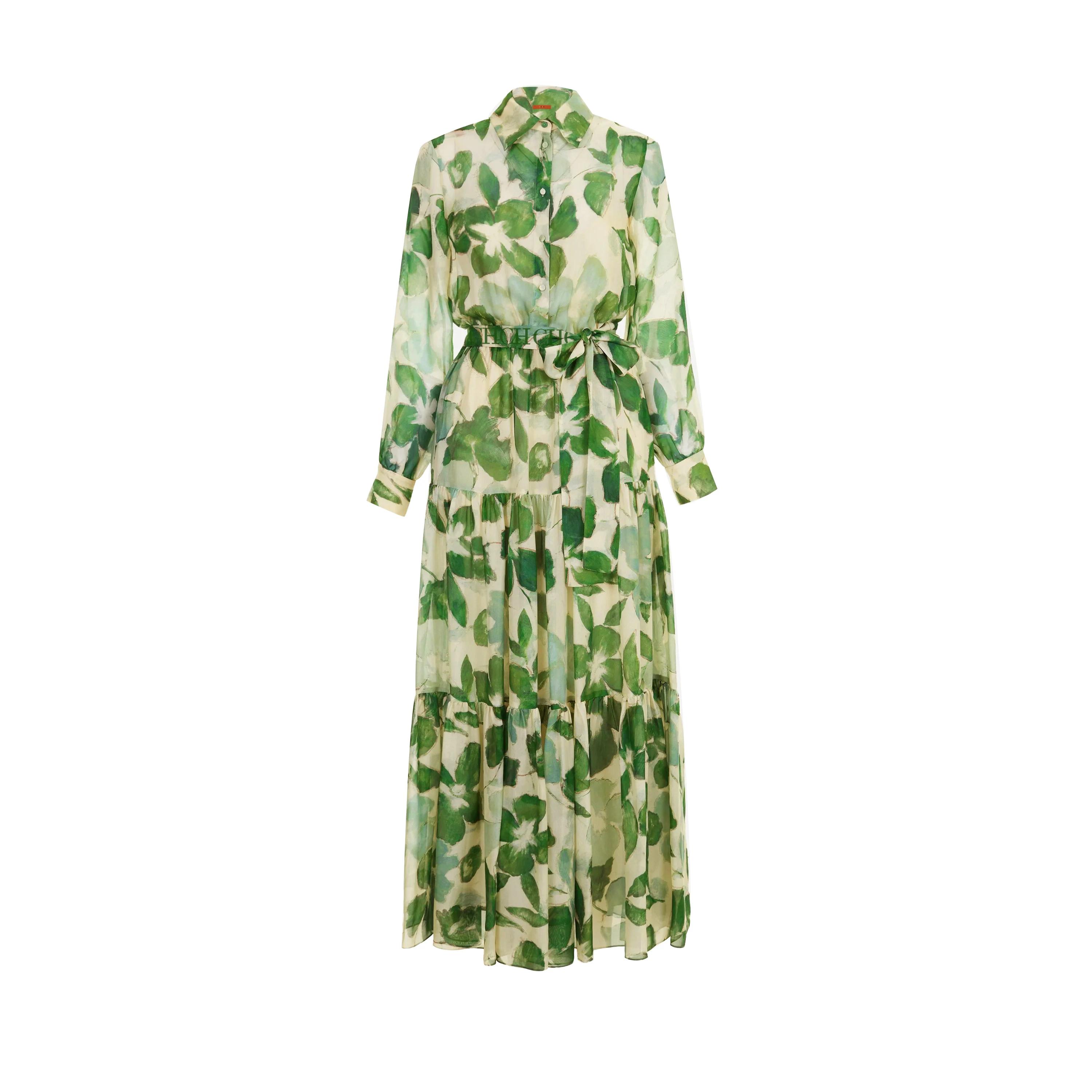 CHCH 2025 robes femmes nouveau ceinturé en mousseline de soie imprimé col en v Chic mince robe longu