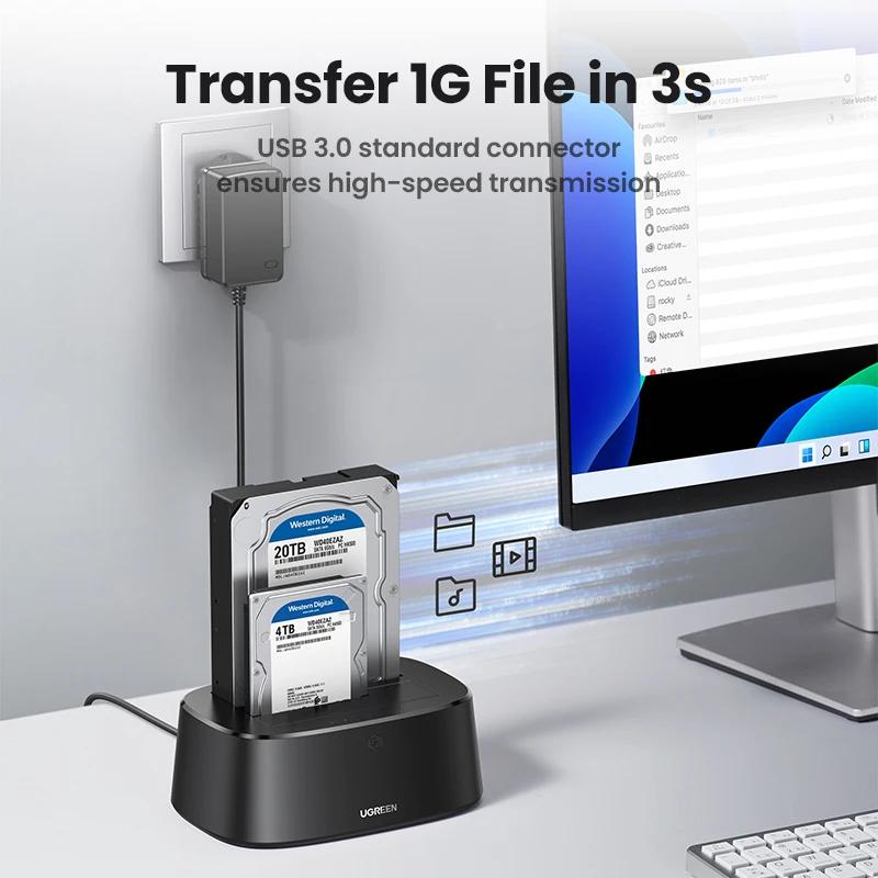 UGREEN – Station d'accueil pour disque dur SATA vers USB 3.0, adaptateur pour 2.5 3.5 SSD, boîtier p