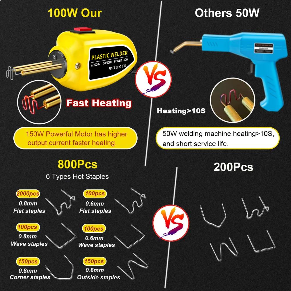 Machine à souder le plastique 100W, pistolet à souder le plastique, agrafeuse à chaud, Kit de répara