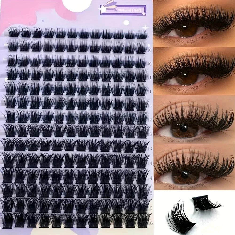 Faux cils grappes DIY, 14 rangées d'imitation de fourrure de vison vrais cils et faux, extension de 