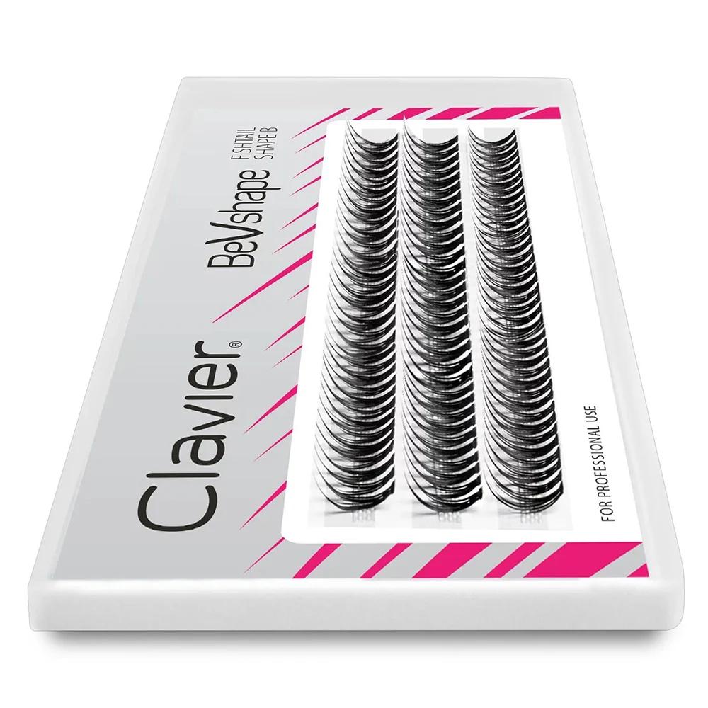 Clavier naturel grappe de cils BeVshape queue de poisson forme B Curling cils 10D soie doux cils out