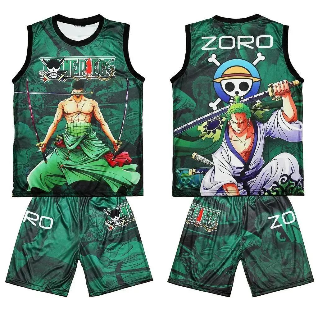 Ensemble Maillot et Short de Basketball pour Enfants 2026 – Édition Spéciale Zoro One Piece Anime – 