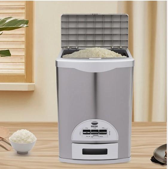Distributeur existent de Riz en Acier Inoxydable, Conteneur de Stockage, 15kg/33lb
