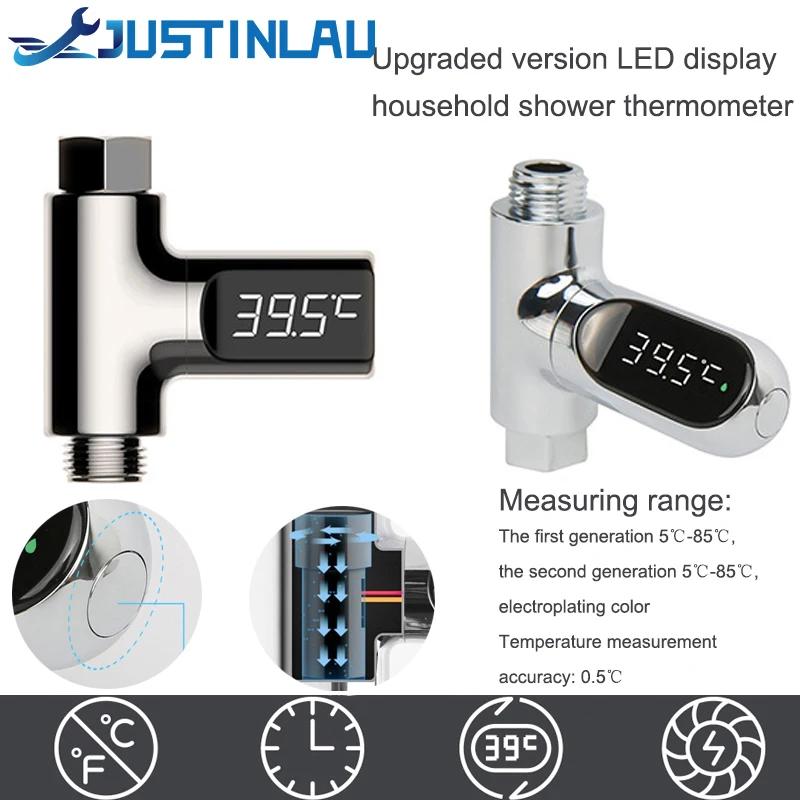 Thermomètre de douche d'eau domestique à affichage LED 5-85 ℃   Thermomètre à eau auto-alimenté à dé