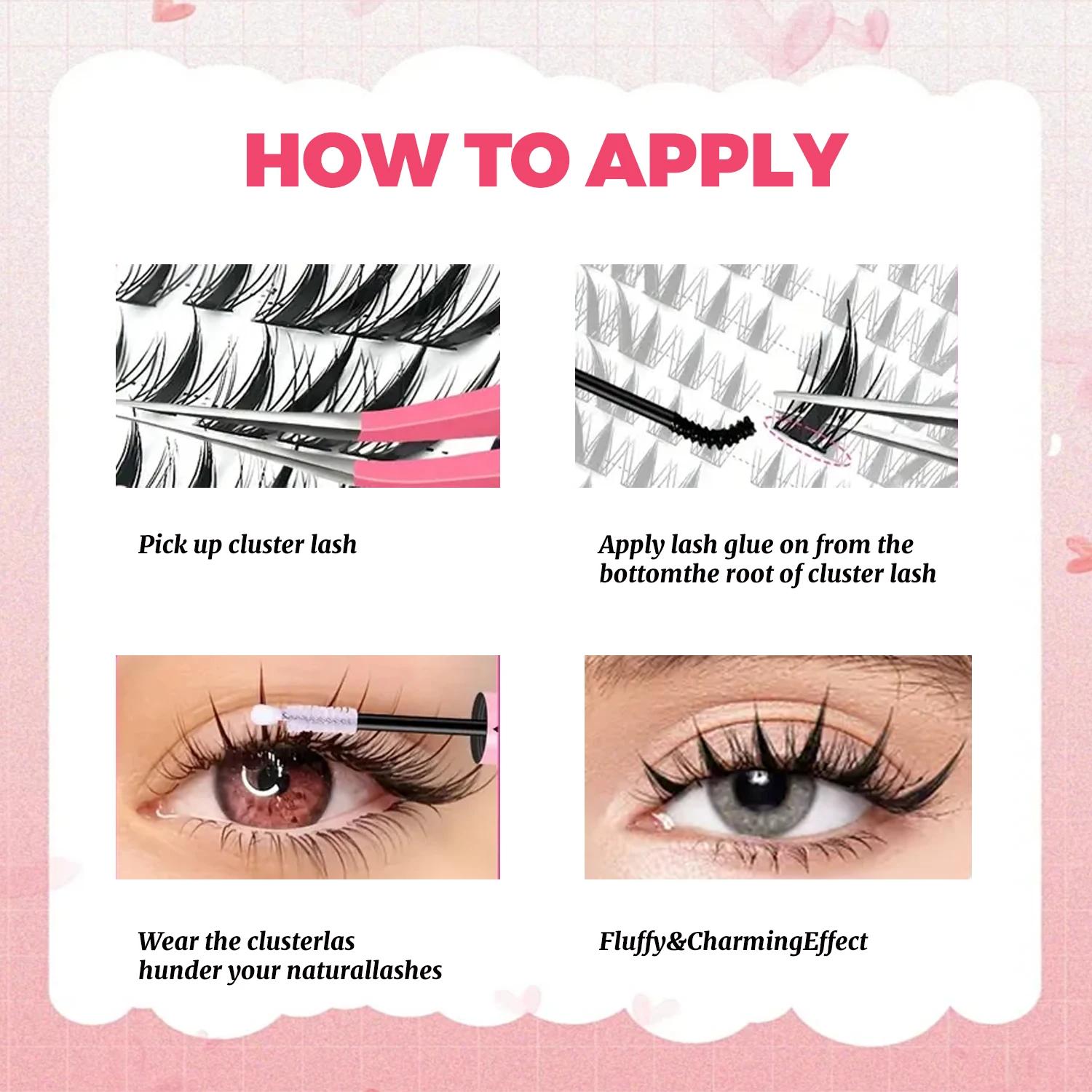 10 rangées de 100 grappes C Curl faux cils individuels de style renard, maquillage naturel pur à sec