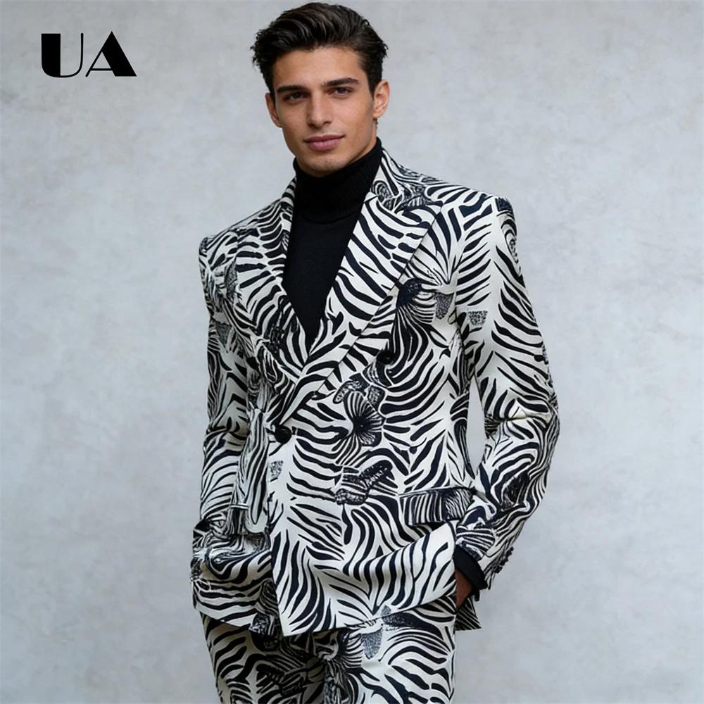 Costume deux pièces imprimé zèbre, costume formel 2 pièces pour hommes pour bal de promo, Costume de