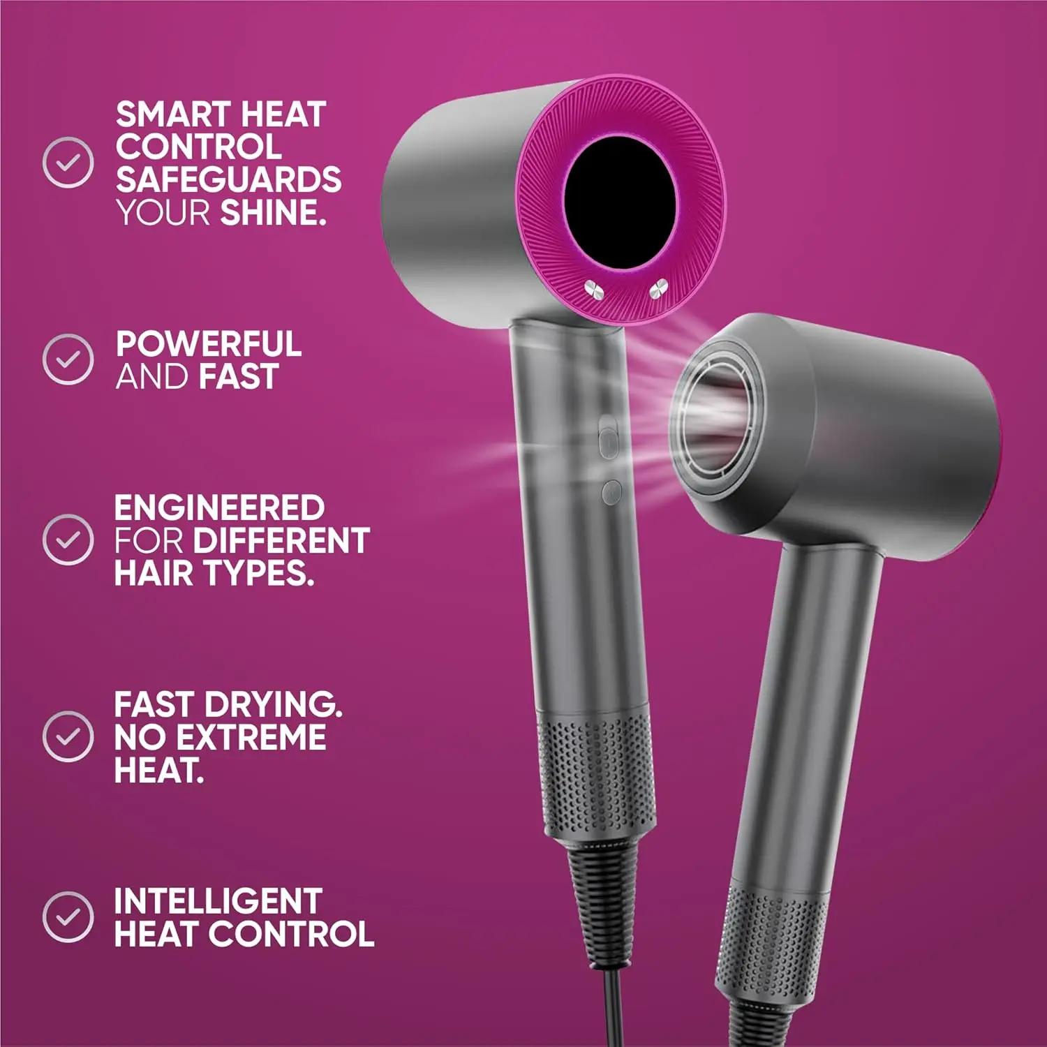 Sèche-cheveux sans lame haute vitesse Ions négatifs Séchage rapide Sèche-cheveux puissant pour la ma