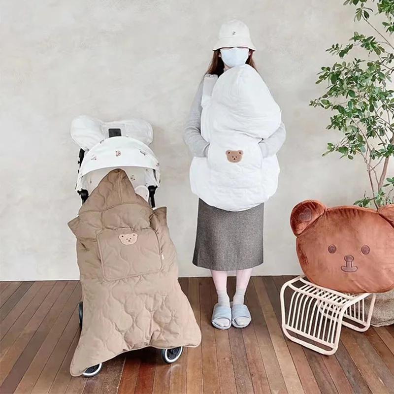 Couverture à capuche pour poussette de bébé, lange d'emmaillotage pour nouveau-né, porte-bébé chaud,