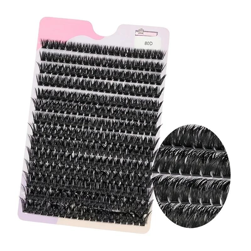 Faux cils grappes DIY, 14 rangées d'imitation de fourrure de vison vrais cils et faux, extension de 