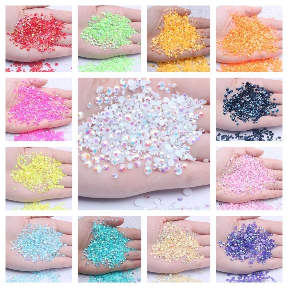 Strass en résine pour décorations de vêtements, gemmes d'ongles en cristal sans correctif, colle à d