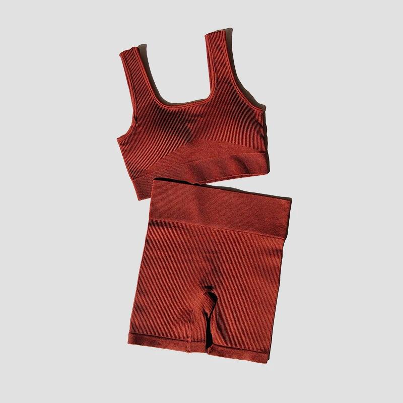 Ensemble de Yoga pour femmes, 2 pièces, soutien-gorge Sexy sans couture, short de Sport, vêtements d